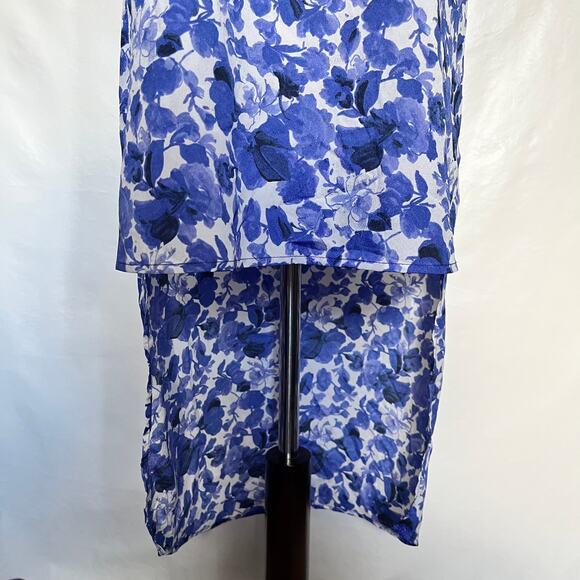 Topshop Floral Hi-Low Slip Dress Sz 6 Blue Boho Chic Y2K Coastal Racerback Beach - Picture 6 of 13